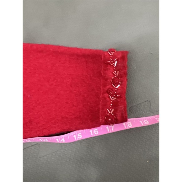 Vintage Alexandra Bartlett Wool Cardigan Red Embroidered Beaded Sweater Small FS - Picture 12 of 12